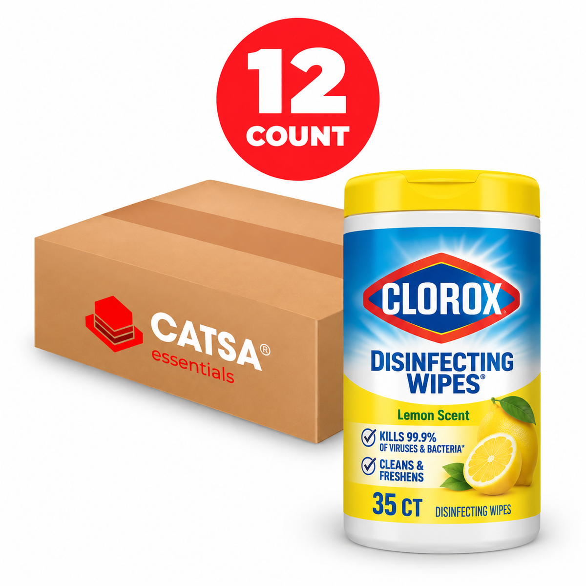 CLOROX DISINFECTING WIPES LEMON 35 CT - PACK OF 12