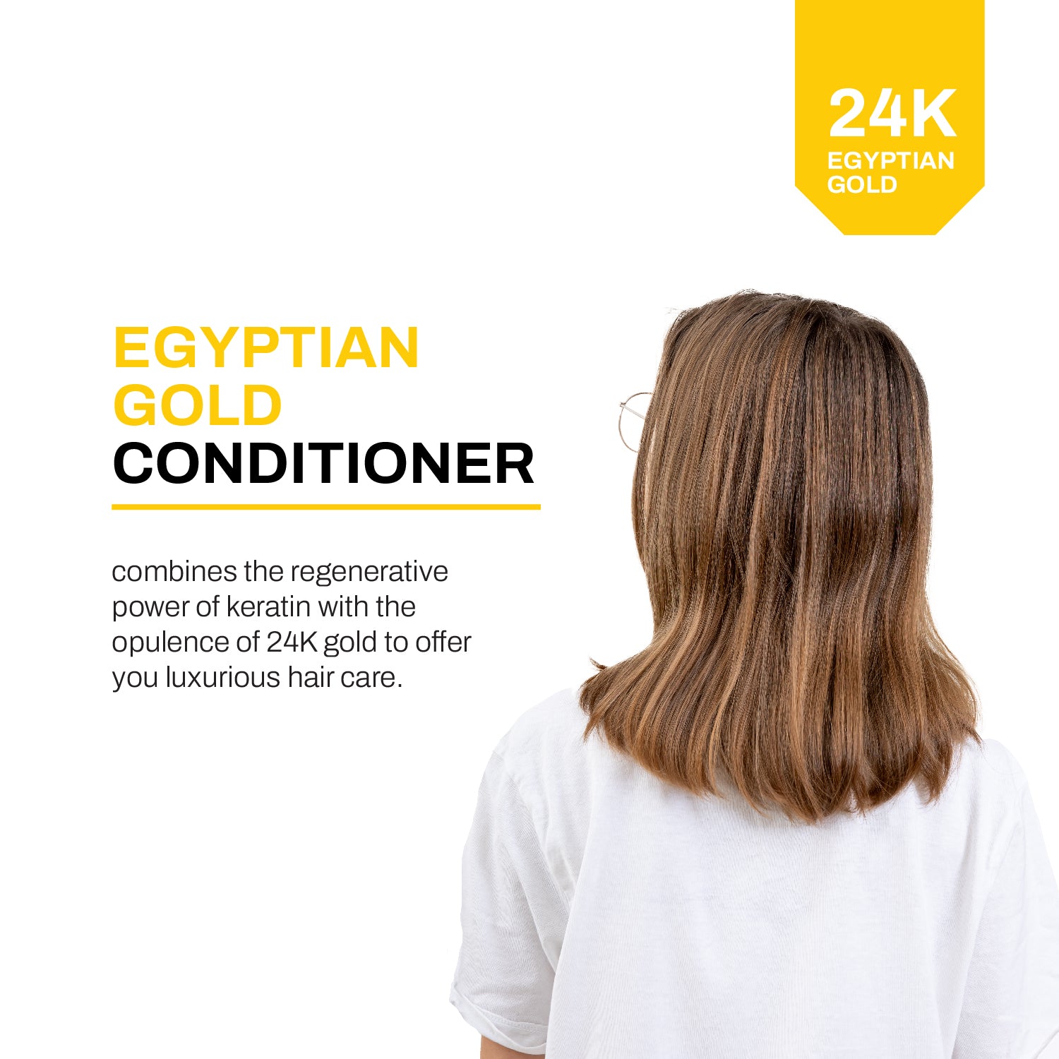 Kleno Egyptian Gold 24k + Keratin Conditioner - Hydrating & Repairing Formula, Enhances Shine, Suitable for All Hair Types, Moisturizing Care, 11.83 fl oz