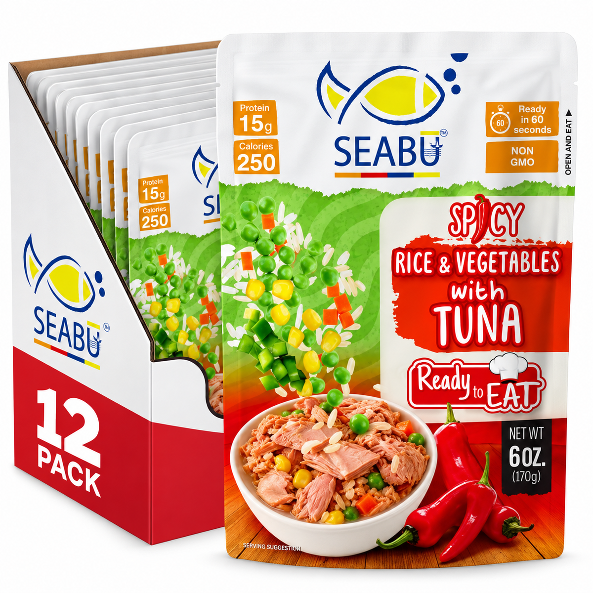 SEABU Spicy Rice & Vegetables with Tuna Ready-to-Eat Meal – 6 oz