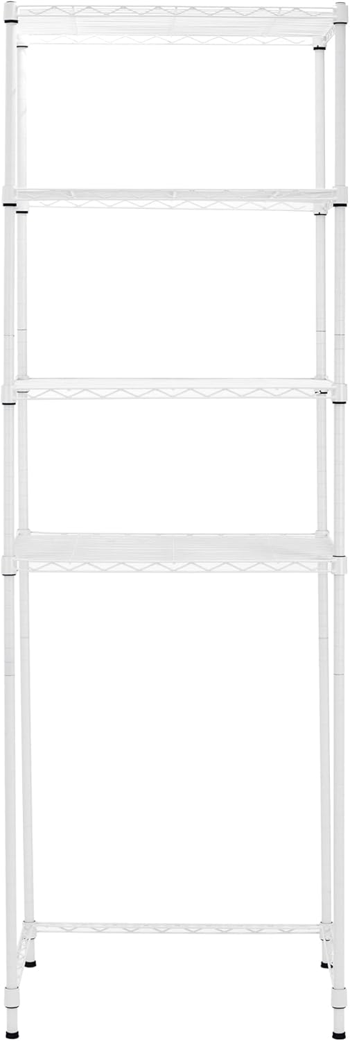 4 Tier Mini Fridge Shelf Adjustable Height Storage Shelf Metal Storage Rack Mini Fridge and Microwave Stand for Dorm, Kitchen, Office, White (OPEN BOX)