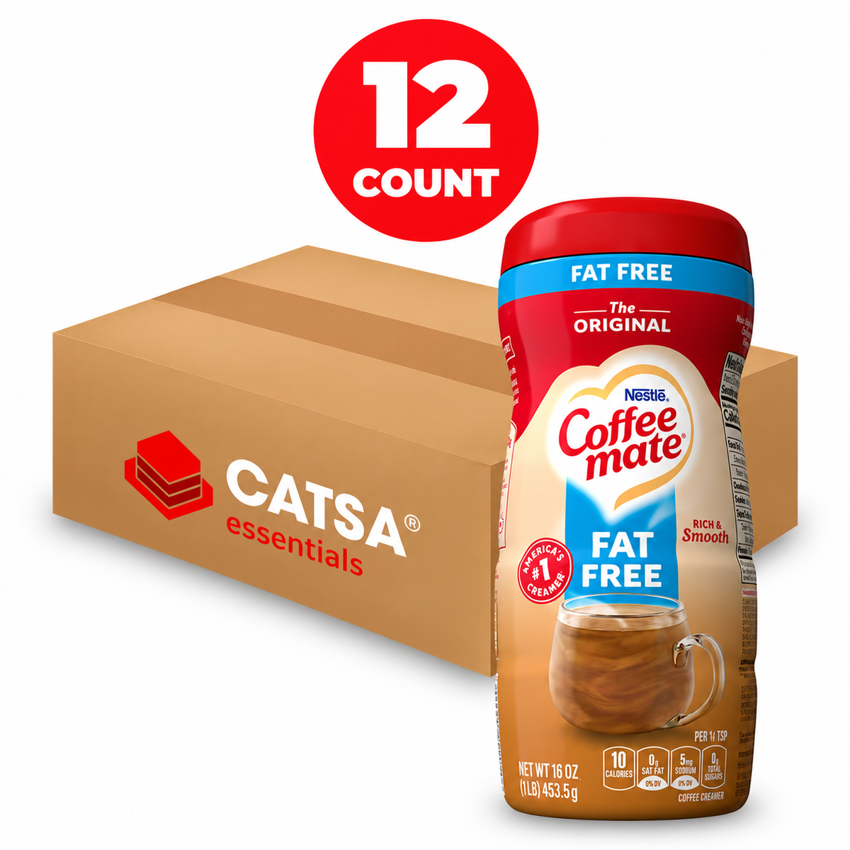 COFFEE MATE FAT FREE POWDER CREAMER 16 OZ - PACK OF 12