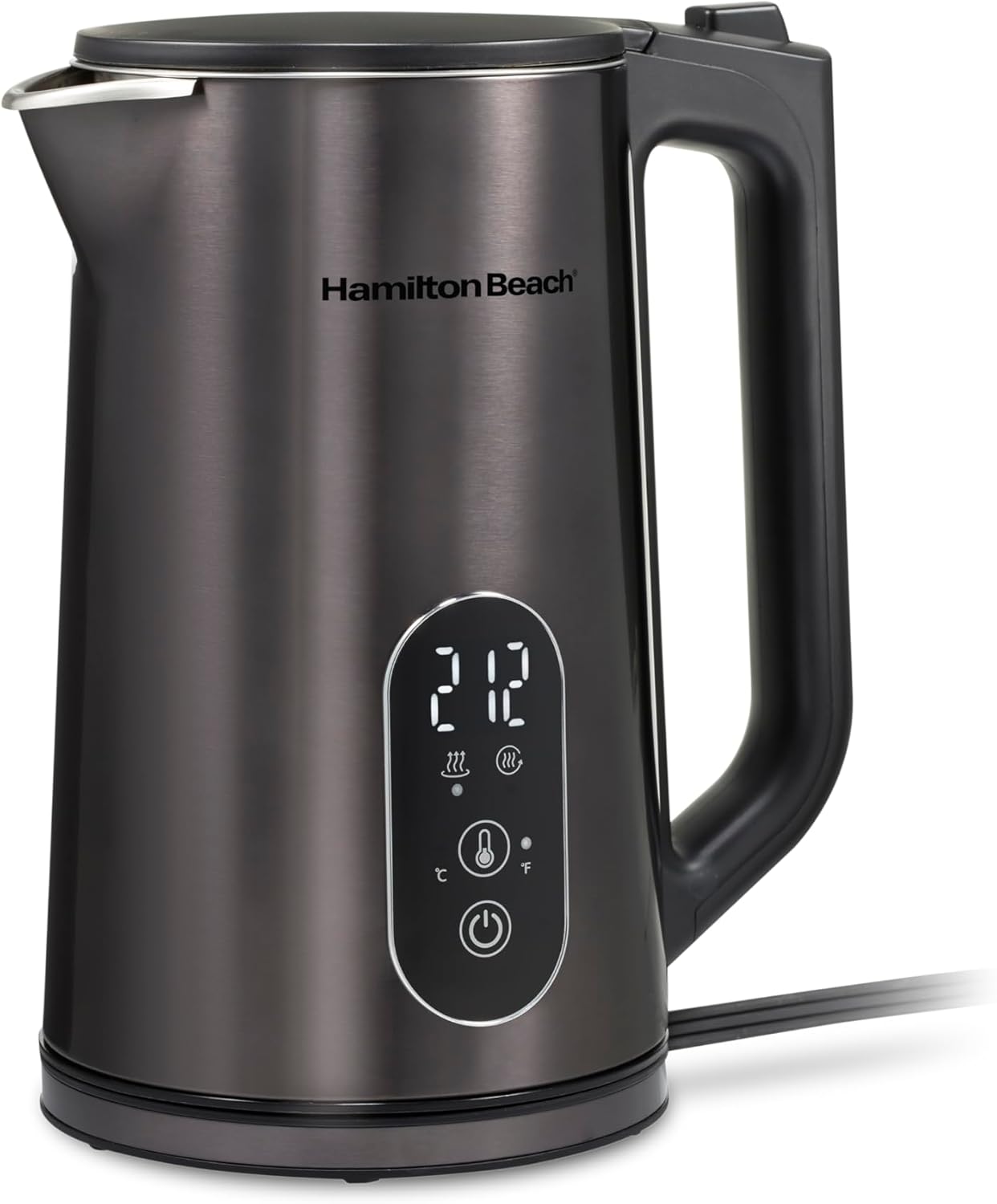 Hamilton Beach Digital Temperature Control Electric Tea Kettle, Hot Water Boiler & Heater 1.7L, 5 Preset Modes + Keep Warm, Fast Boil 1500 Watts, BPA Free, Double Wall Construction, Black