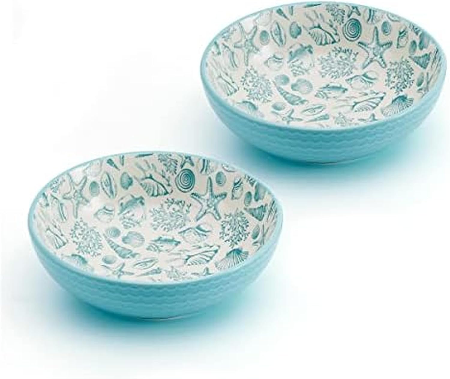 Pfaltzgraff Venice Set of 2 Pasta Bowls, 8 Inch, Teal and White
