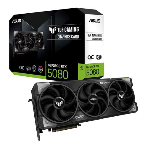 ASUS NVIDIA GeForce RTX 5080 TUF Gaming Overclocked Triple Fan 16GB GDDR7 PCIe 5.0 Graphics Card