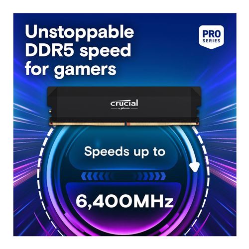 Crucial Pro 64GB (2 x 32GB) DDR5-6000 PC5-48000 CL40 Dual Channel Desktop Memory Kit CP2K32G60C40U5B - Black