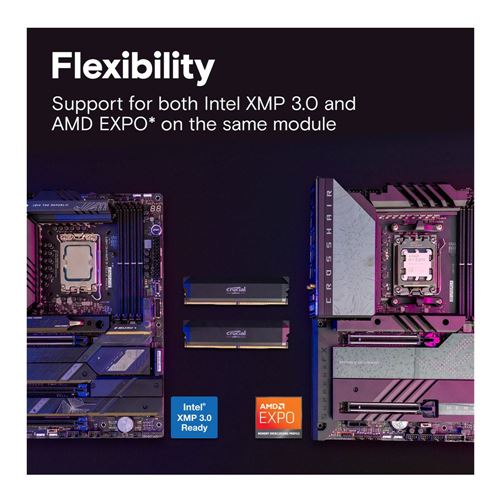 Crucial Pro 64GB (2 x 32GB) DDR5-6000 PC5-48000 CL40 Dual Channel Desktop Memory Kit CP2K32G60C40U5B - Black