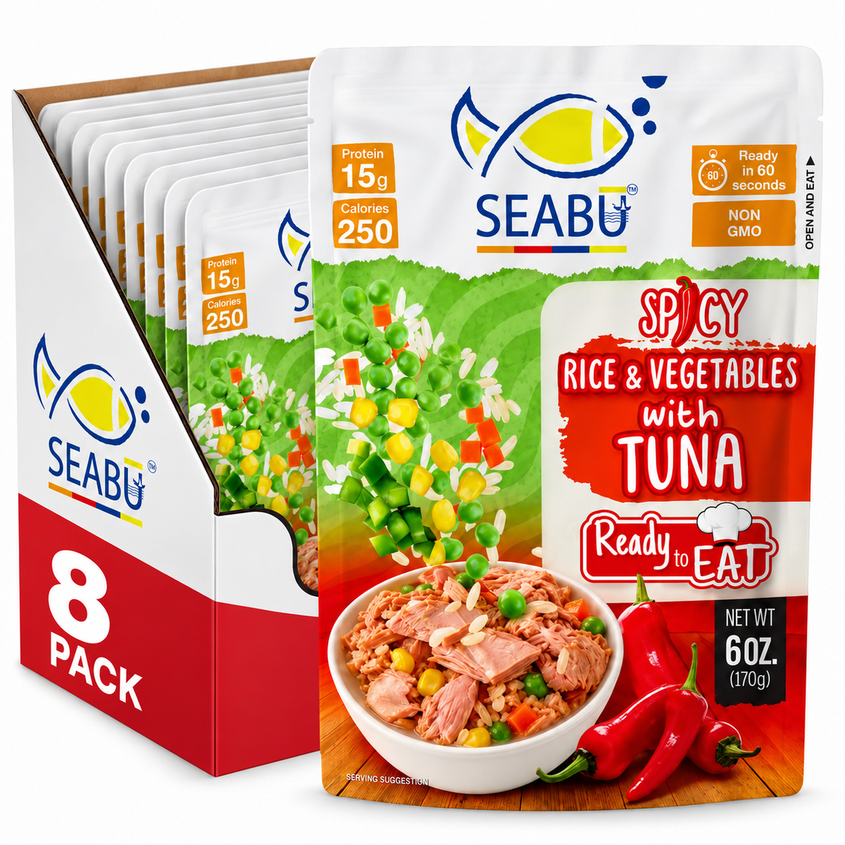 SEABU Spicy Rice & Vegetables with Tuna Ready-to-Eat Meal – 6 oz