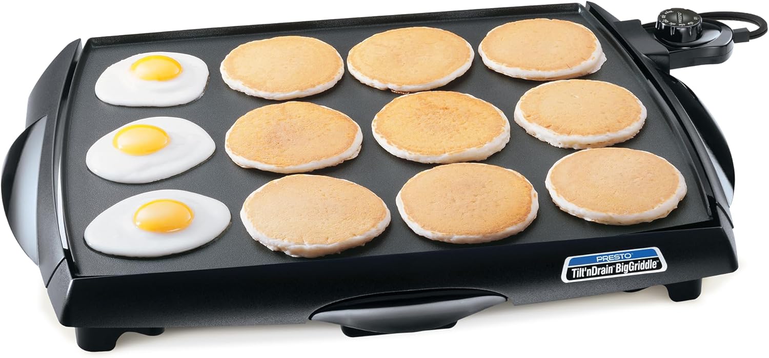 Presto 07046 Tilt 'n Drain Big Griddle Cool-Touch Electric Griddle (OPEN BOX)