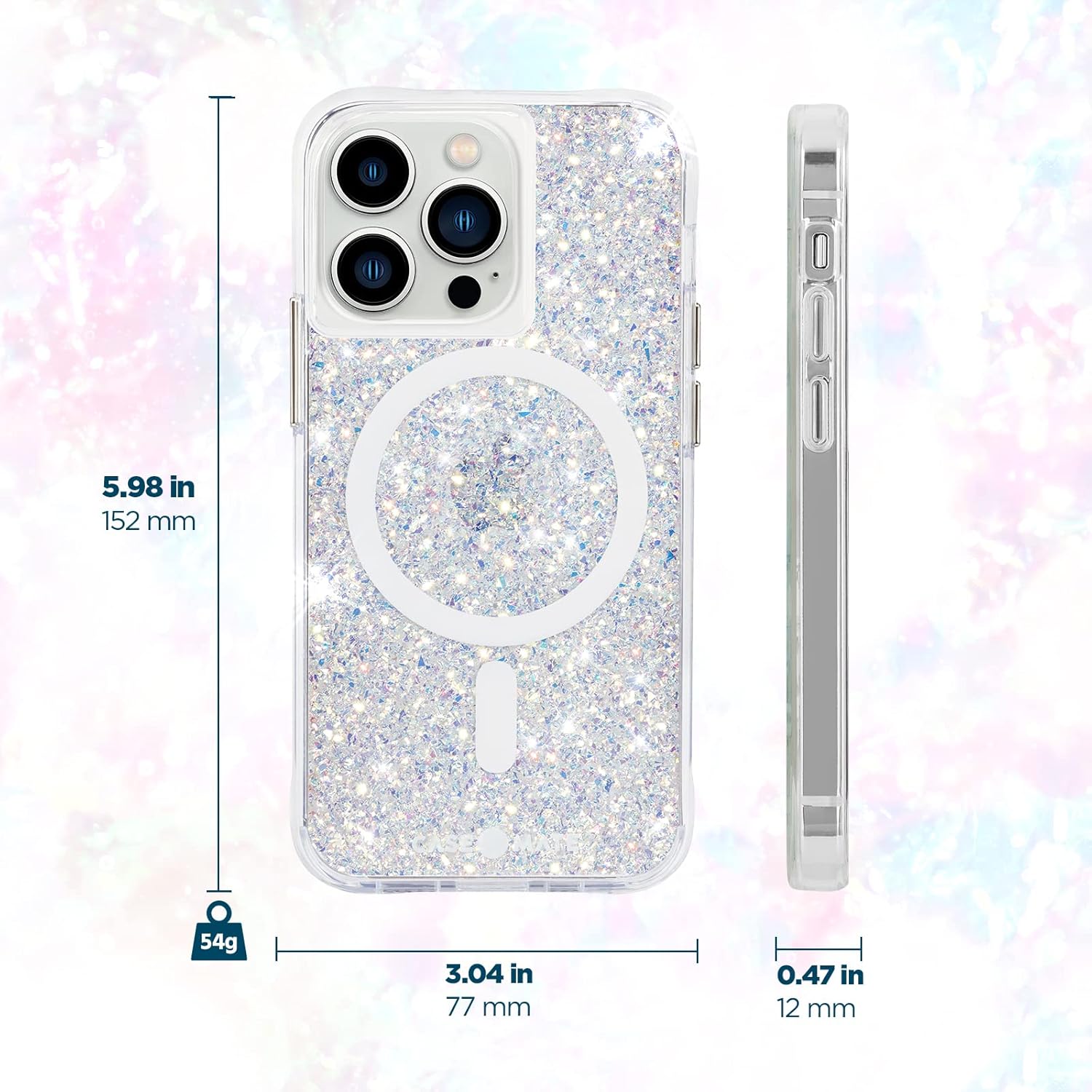 Case-Mate iPhone 13 Pro Case Twinkle Stardust - Clear Glitter Sparkle Bumper Cover for Apple iPhone 13 Pro 6.1" with 10FT Drop Protection and Built-in MagSafe Compatibility