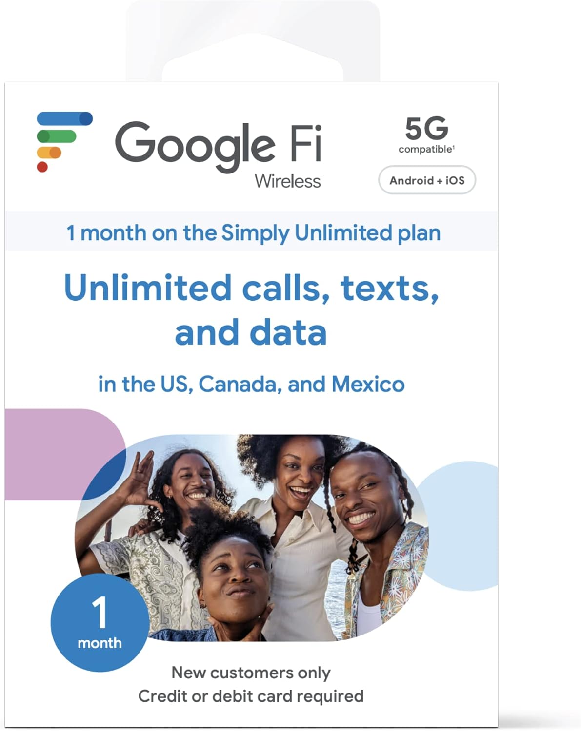 Google Fi Wireless Simply Unlimited Plan | Talk/Text/Data | Unlimited 5G/4G LTE | SIM Kit - 1 Month