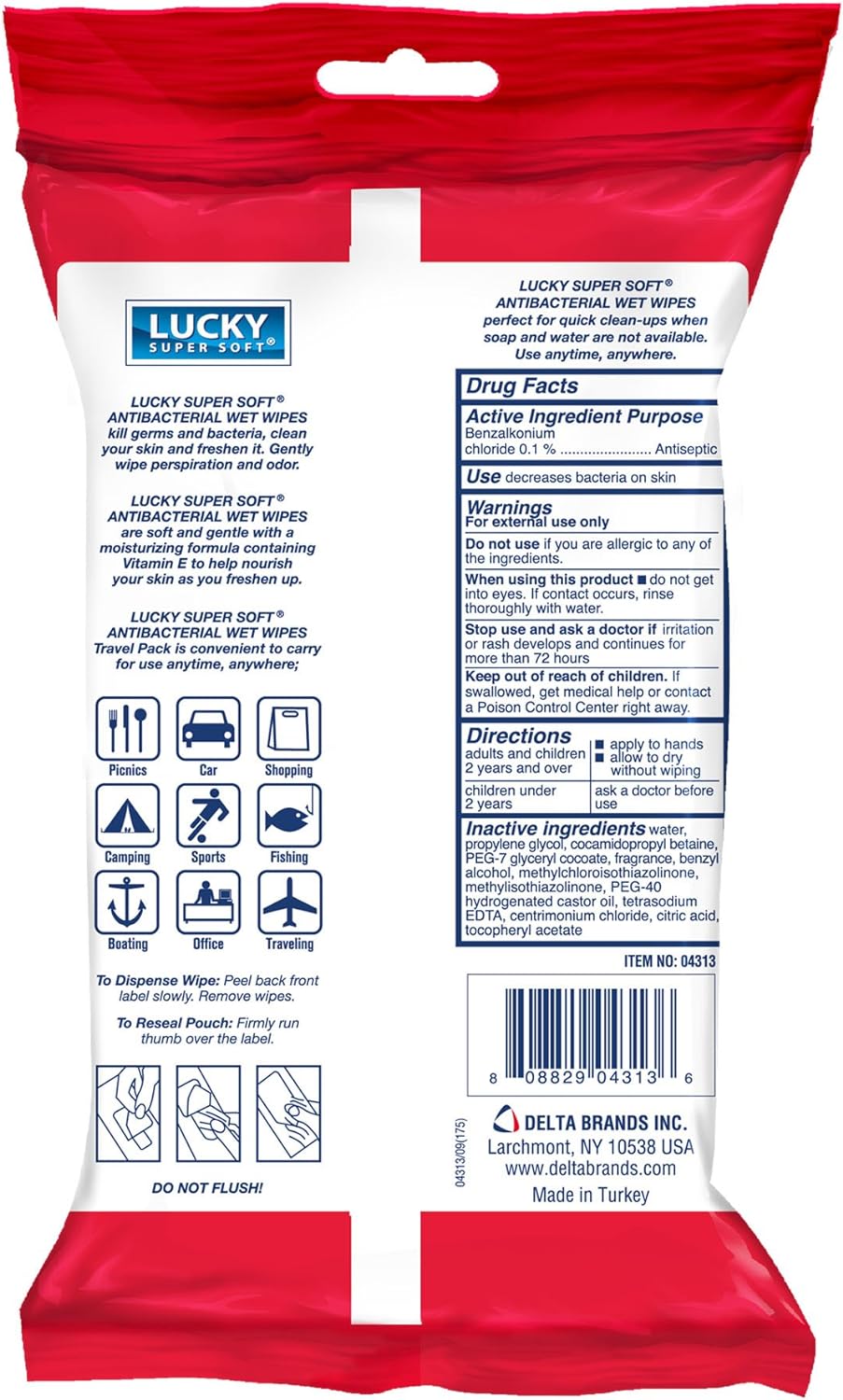 Lucky Super Soft Antibacterial Wet Wipes, 40 Count