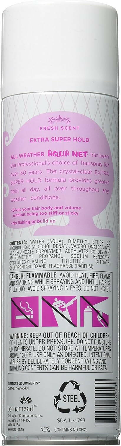 Aqua Net Extra Super Hold Professional Hair Spray Fresh Scent 11oz
