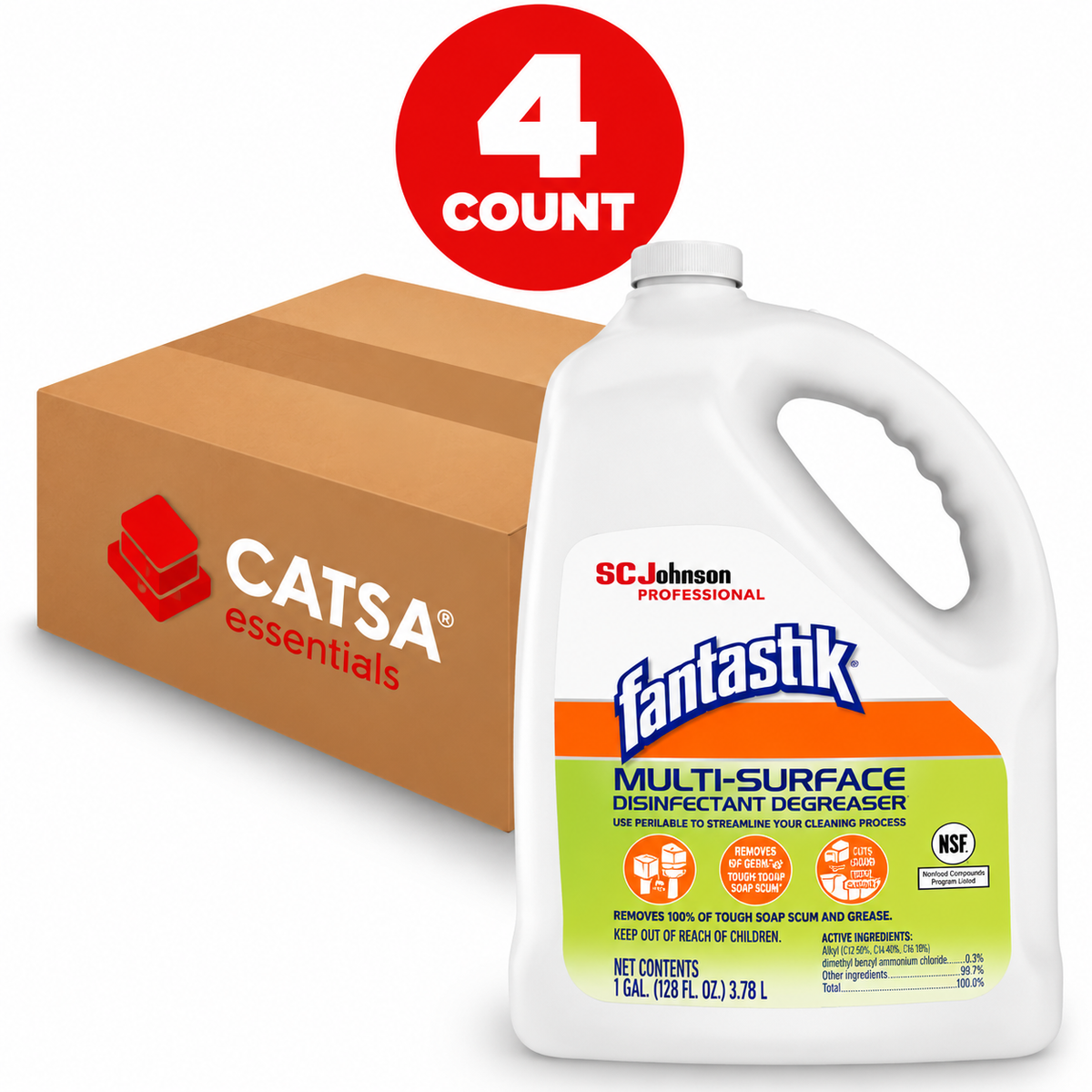 FANTASTIK MULTI-SURFACE DISINFECTANT DEGREASER 1 GAL - PACK OF 4