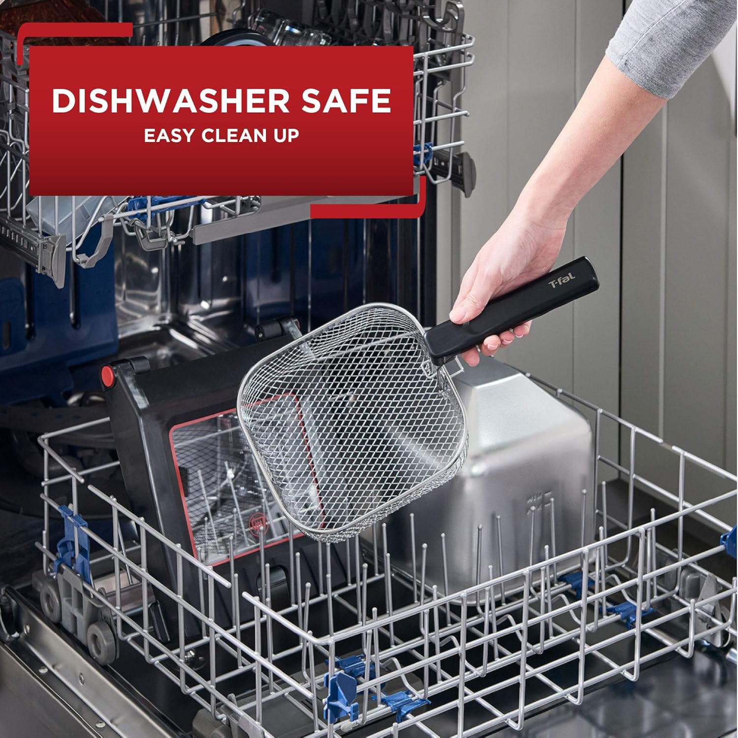 T-fal Deep Fryer with Basket, Electrics Stainless Steel 3.5 Liter Oil Capacity, 2.6 Pound Food Capacity 1800 Watts Easy Clean, Temp Control, Digital Timer, Oil Filtration, Dishwasher Safe Parts Silver (OPEN BOX)