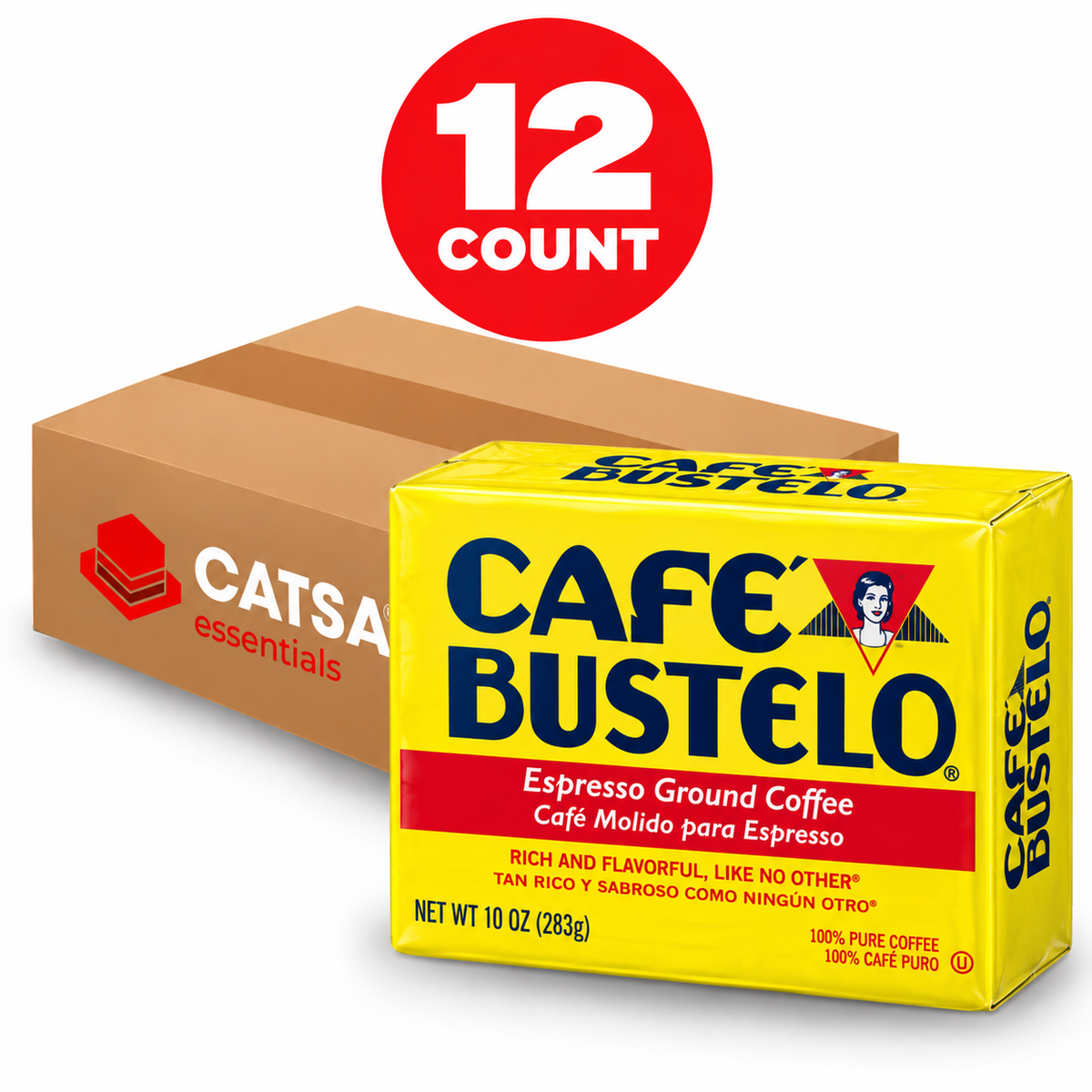 CAFÉ BUSTELO ESPRESSO GROUND COFFEE 10 OZ - PACK OF 12