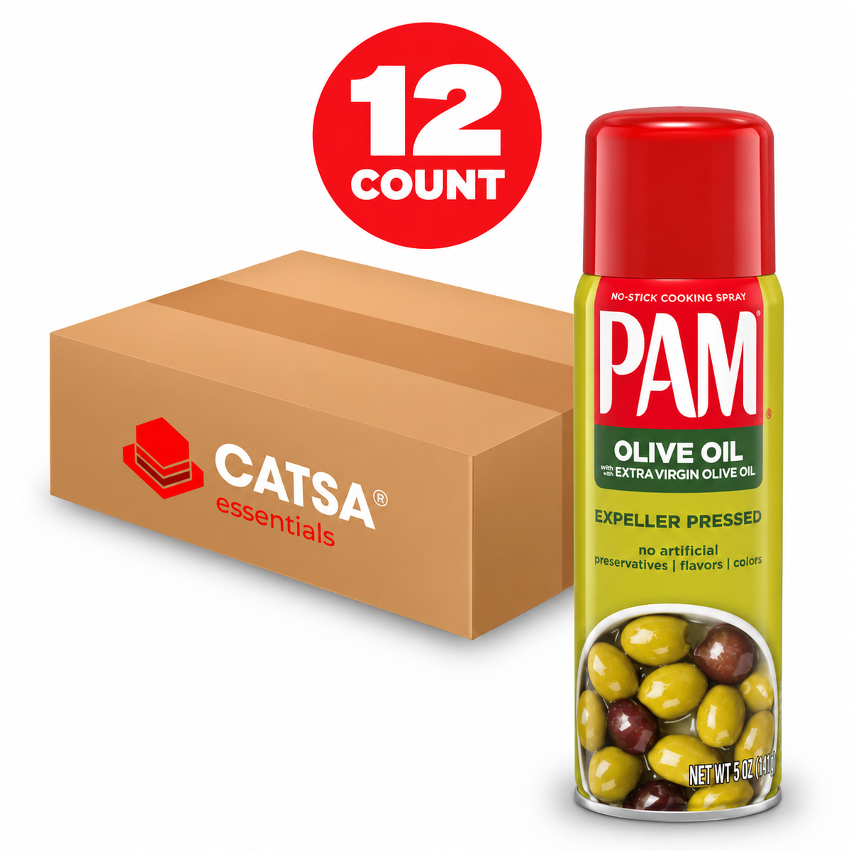 PAM OLIVE OIL COOKING SPRAY 5 OZ - PACK OF 12