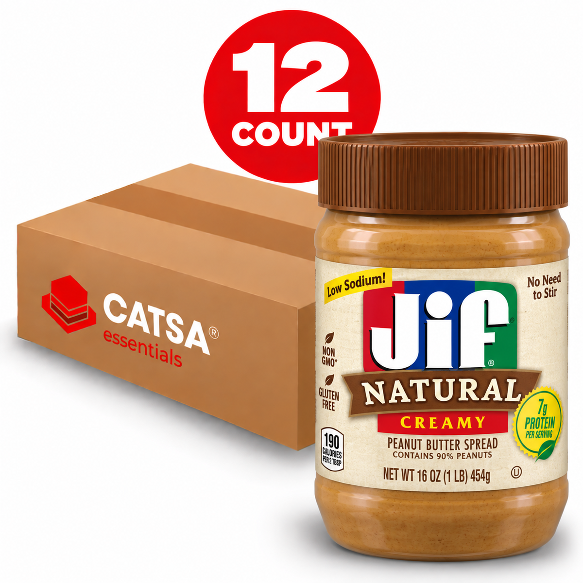 JIF NATURAL CREAMY PEANUT BUTTER 16 OZ - PACK OF 12