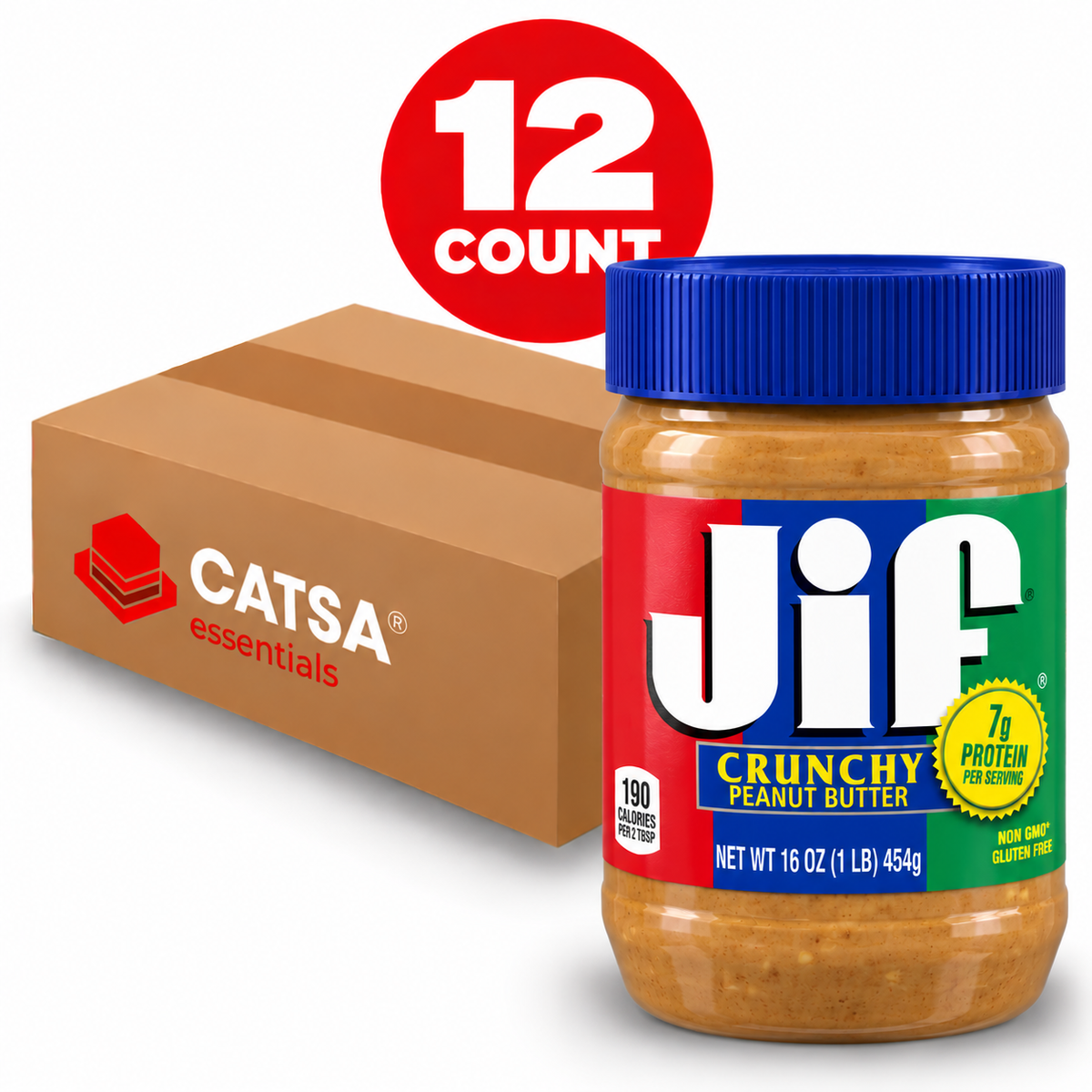 JIF CRUNCHY PEANUT BUTTER 16 OZ - PACK OF 12