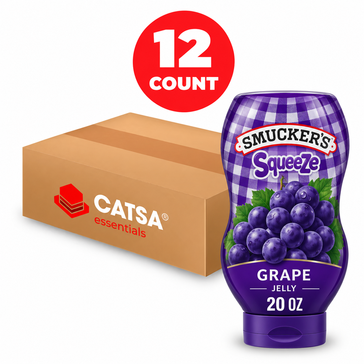 SMUCKER'S GRAPE JELLY SQUEEZE 20 OZ - PACK OF 12