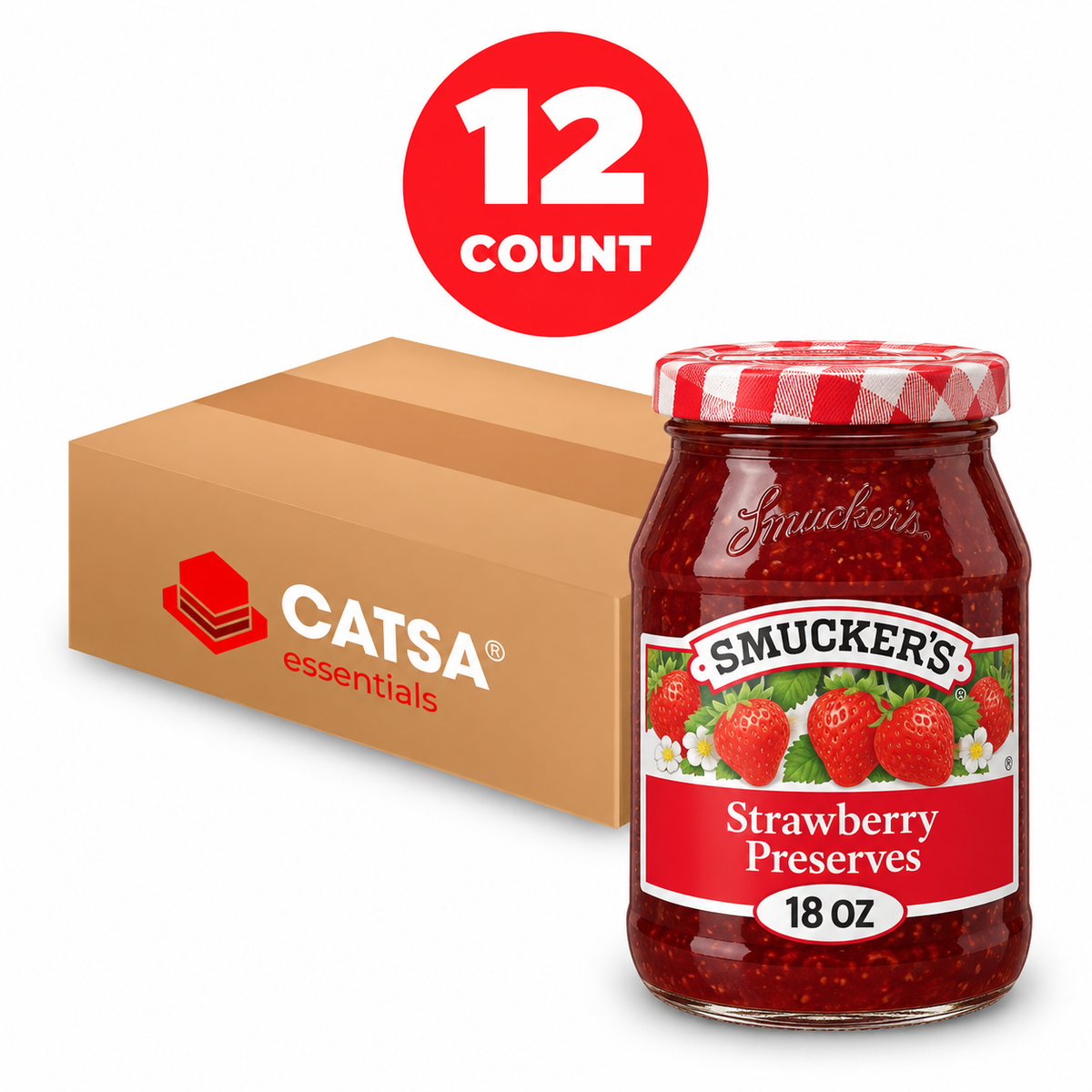 SMUCKER'S STRAWBERRY PRESERVES 18 OZ - PACK OF 12