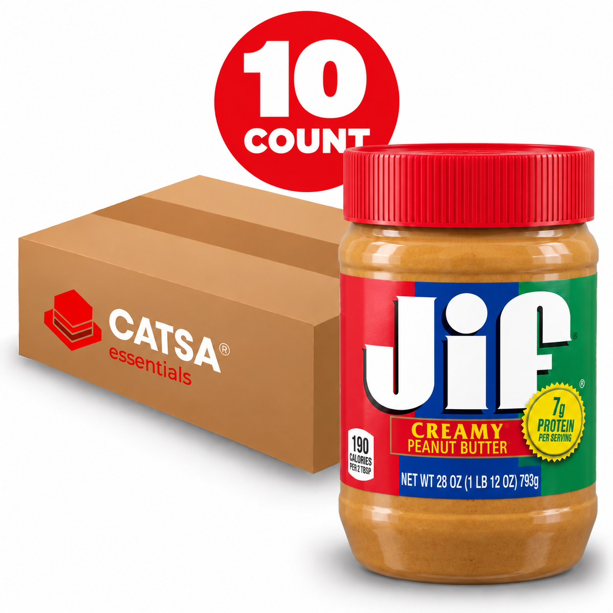 JIF CREAMY PEANUT BUTTER 28 OZ - PACK OF 10