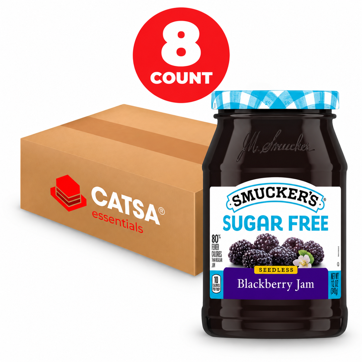 SMUCKER'S SUGAR FREE SEEDLESS BLACKBERRY JAM 12 OZ - PACK OF 8