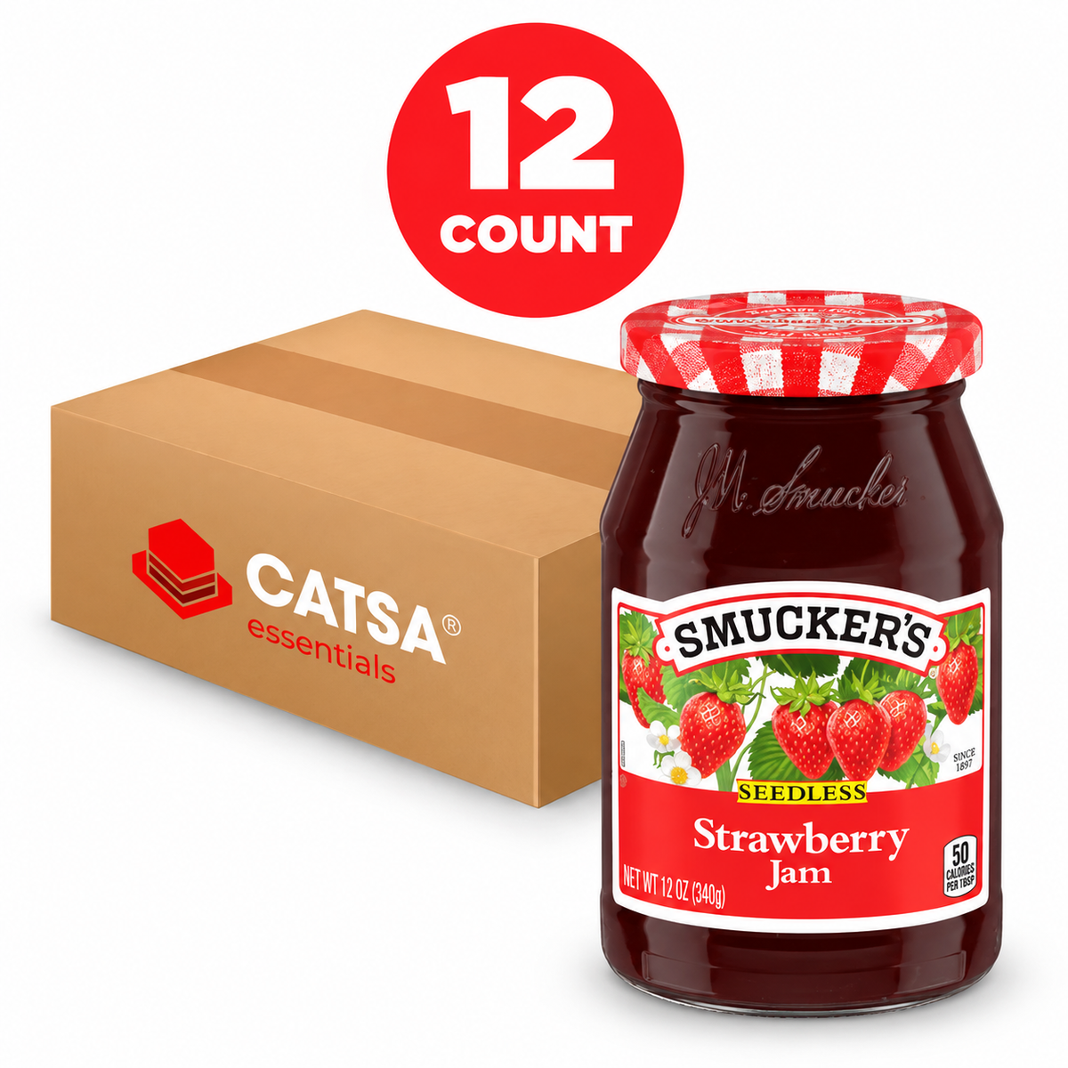 SMUCKER'S SEEDLESS STRAWBERRY JAM 12 OZ - PACK OF 12