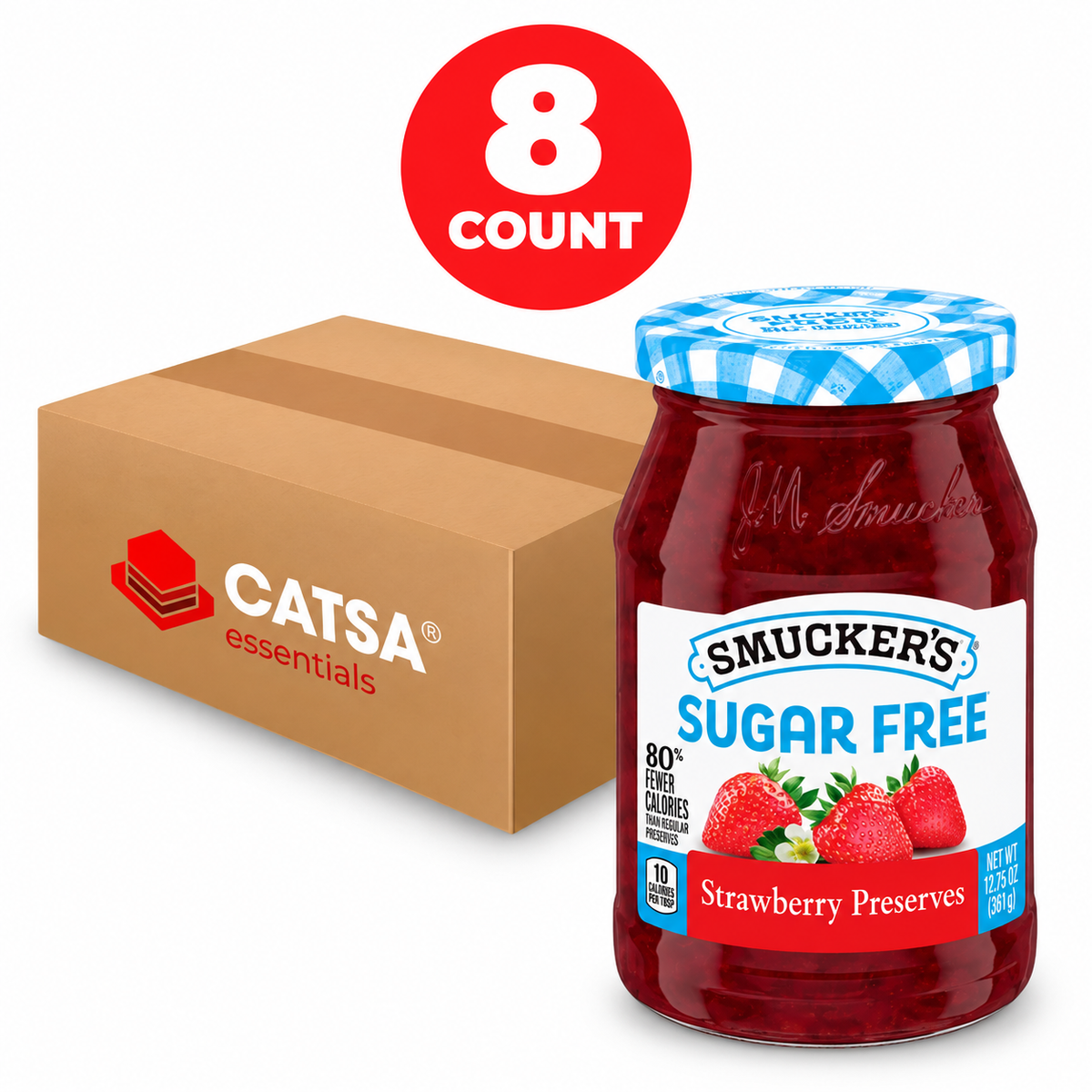SMUCKER'S SUGAR FREE STRAWBERRY PRESERVES 12.75 OZ - PACK OF 8