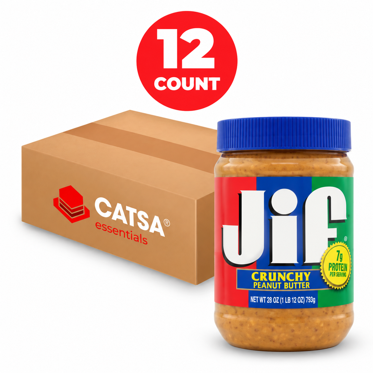 JIF CRUNCHY PEANUT BUTTER 28 OZ - PACK OF 12