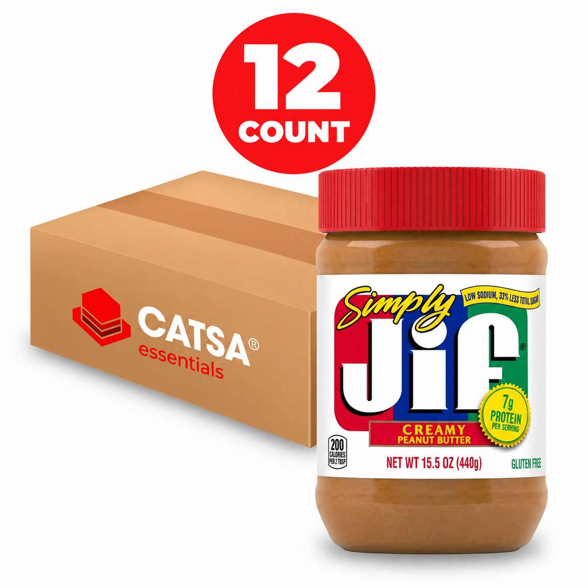 SIMPLY JIF CREAMY PEANUT BUTTER 15.5 OZ - PACK OF 12