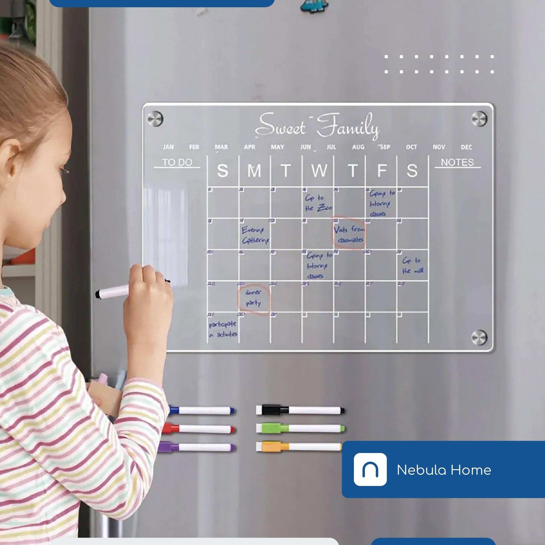 Organize with Style: Reusable Magnetic Dry Erase Calendar Board for Your Fridge