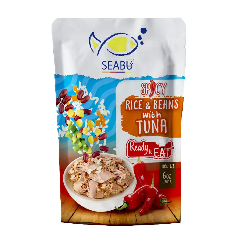 (Pack of 12) SEABU Spicy Rice & Beans with Tuna Ready-to-Eat Meal – 6 oz Pouch