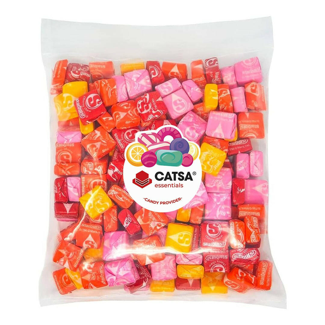 Assorted Individually Wrapped Fruit Chews Candy Bulk Bag - 2.05 lbs + Catsa essentials BIODEGRADABLE RESEALABLE Bag!