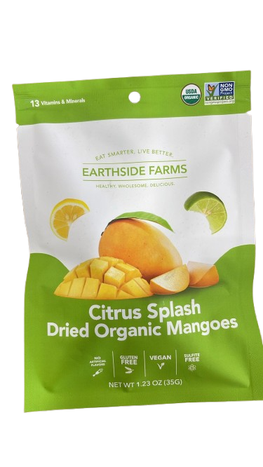 Earthside Farms Citrus Splash Dried Organic Mangoes – Vegan, Gluten Free, Non-GMO 1.23 oz