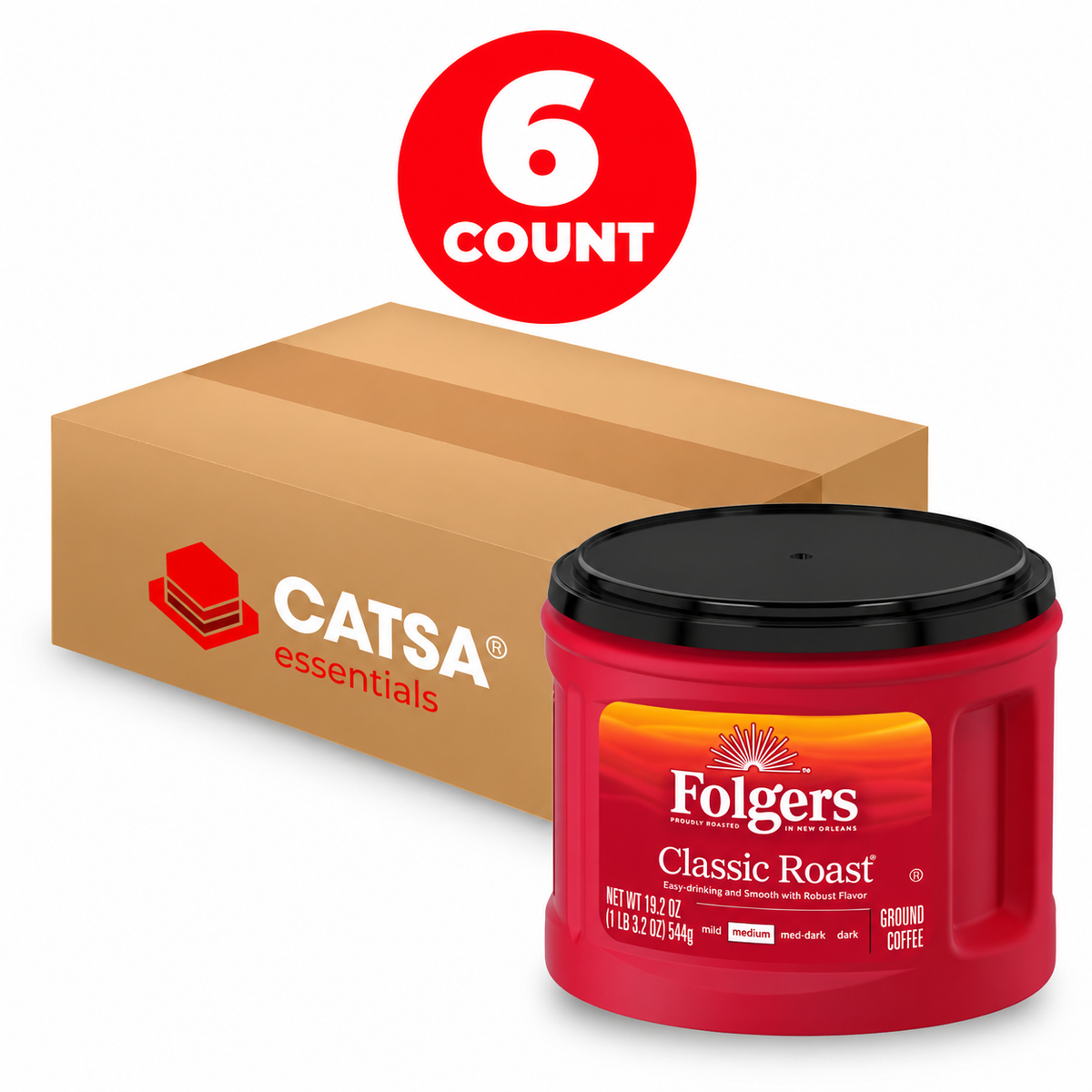 FOLGERS CLASSIC ROAST COFFEE 19.2 OZ - PACK OF 6