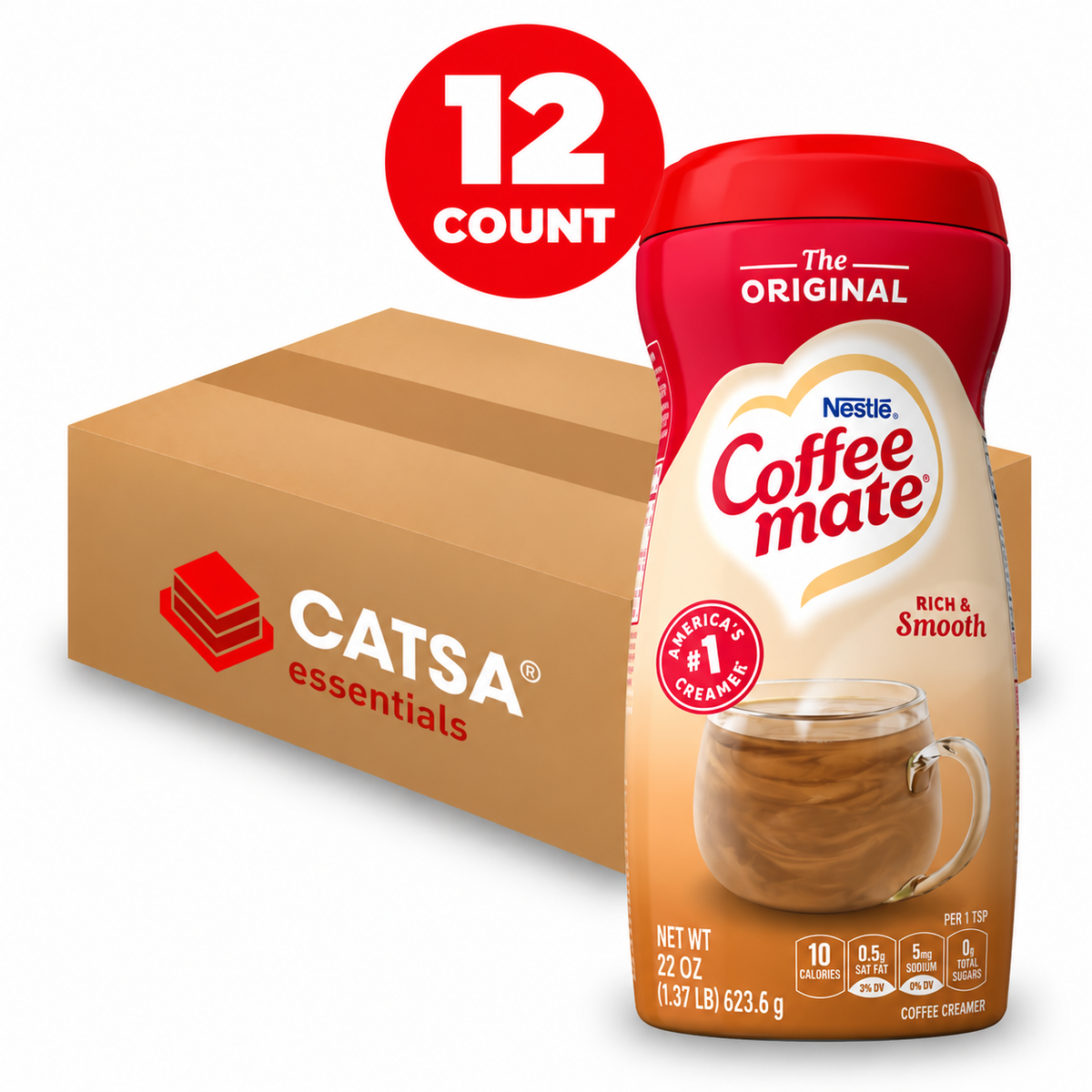 COFFEE MATE ORIGINAL POWDER CREAMER 22 OZ - PACK OF 12