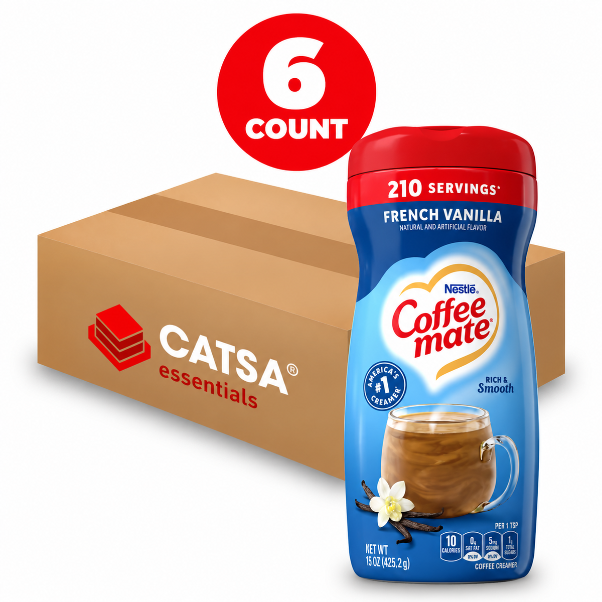 COFFEE MATE FRENCH VANILLA POWDER CREAMER 15 OZ - PACK OF 6