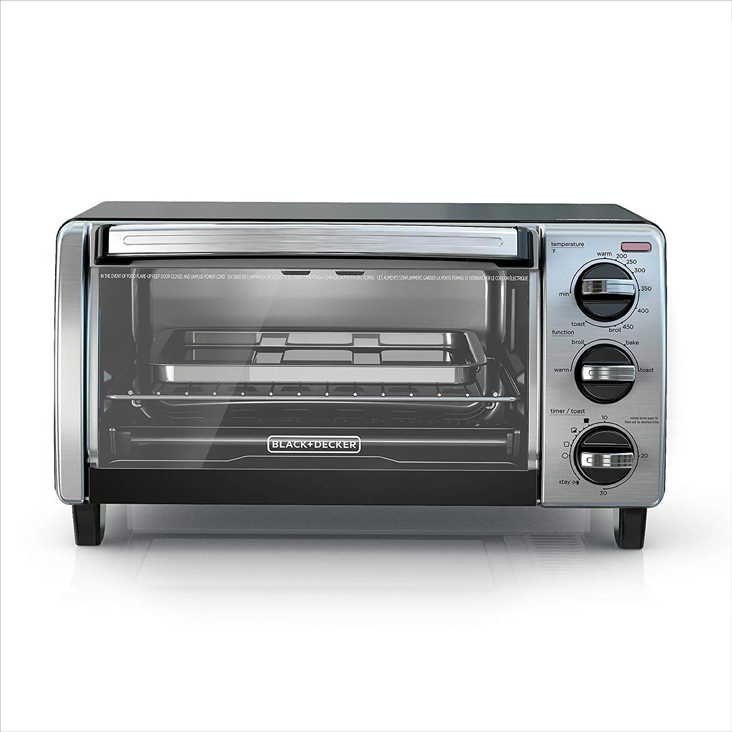 Black +Decker 4-Slice Toaster Oven with Natural Convection, Black