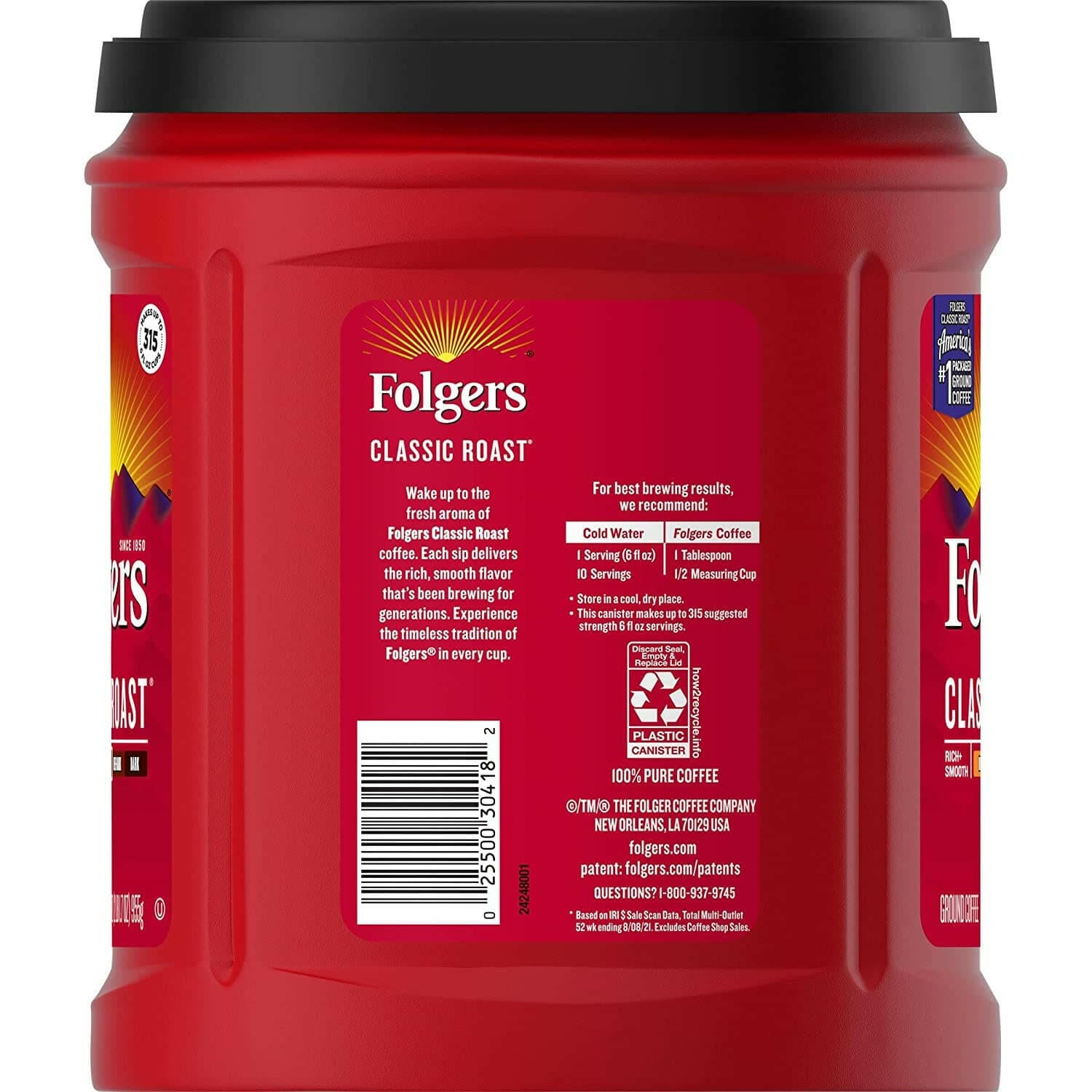 Folgers Classic Roast Ground Coffee, 33.7 Ounce.