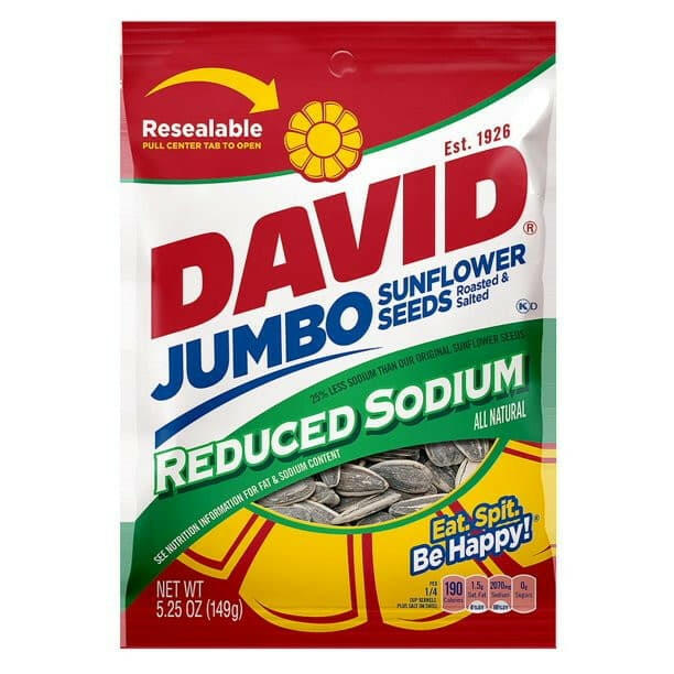 David Reduced Sodium In-Shell Sunflower Seeds 5.25 Ounce.