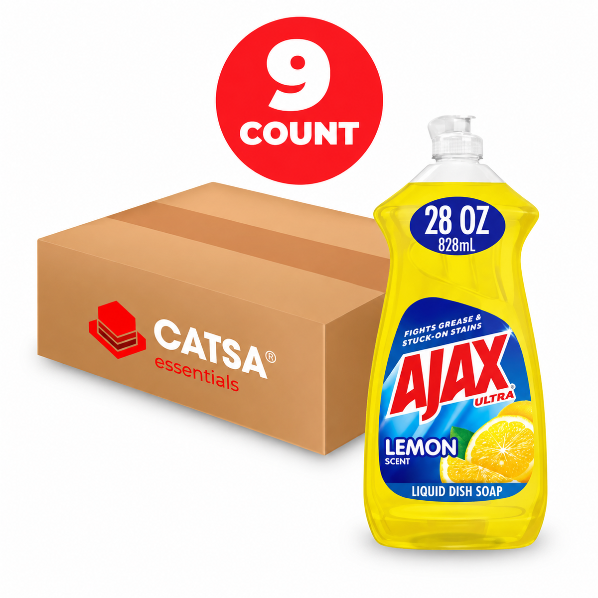 AJAX LEMON DISH SOAP 28 OZ - PACK OF 9