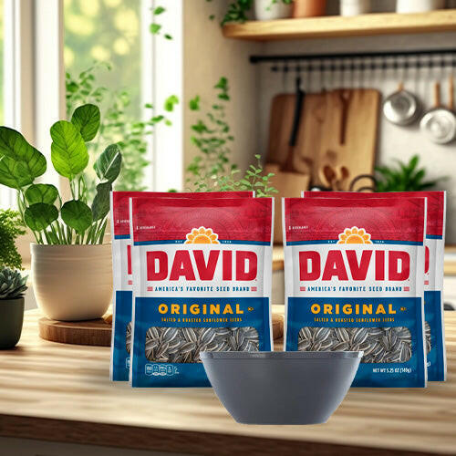 4 David's Original Sunflower Seeds 5.25oz + Bowl as a gift