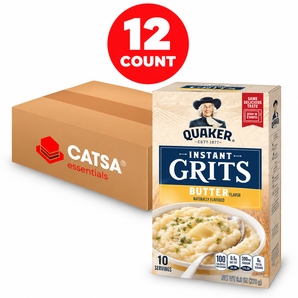 QUAKER INSTANT GRITS BUTTER 9.8 OZ - PACK OF 12