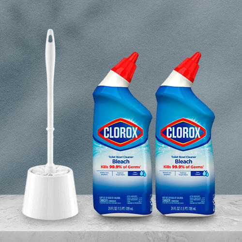 2 Clorox Toilet Bowl Cleaner 24 oz + Toilet Brush and Holder Set as a gift