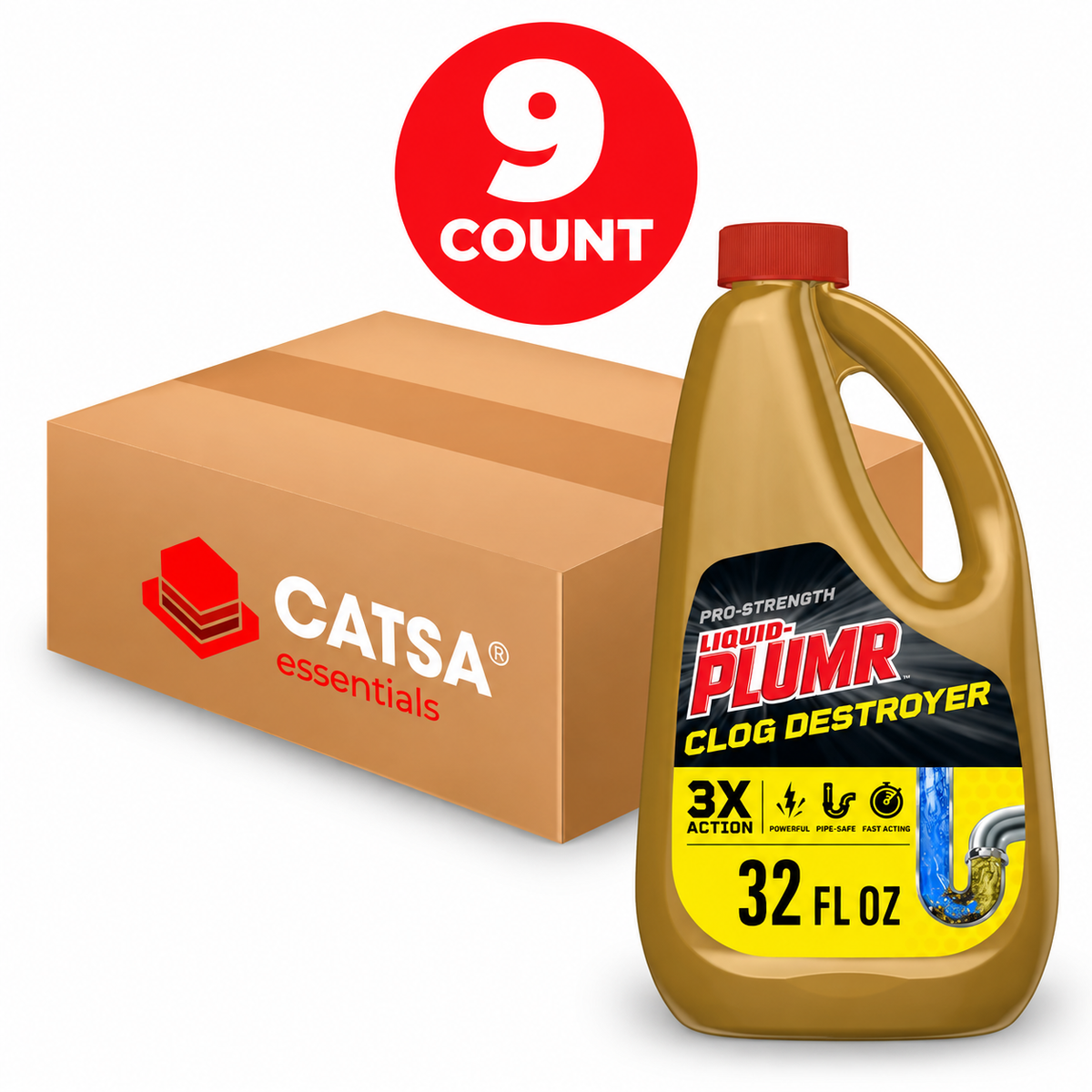 LIQUID-PLUMR PRO-STRENGTH 32 OZ - PACK OF 9