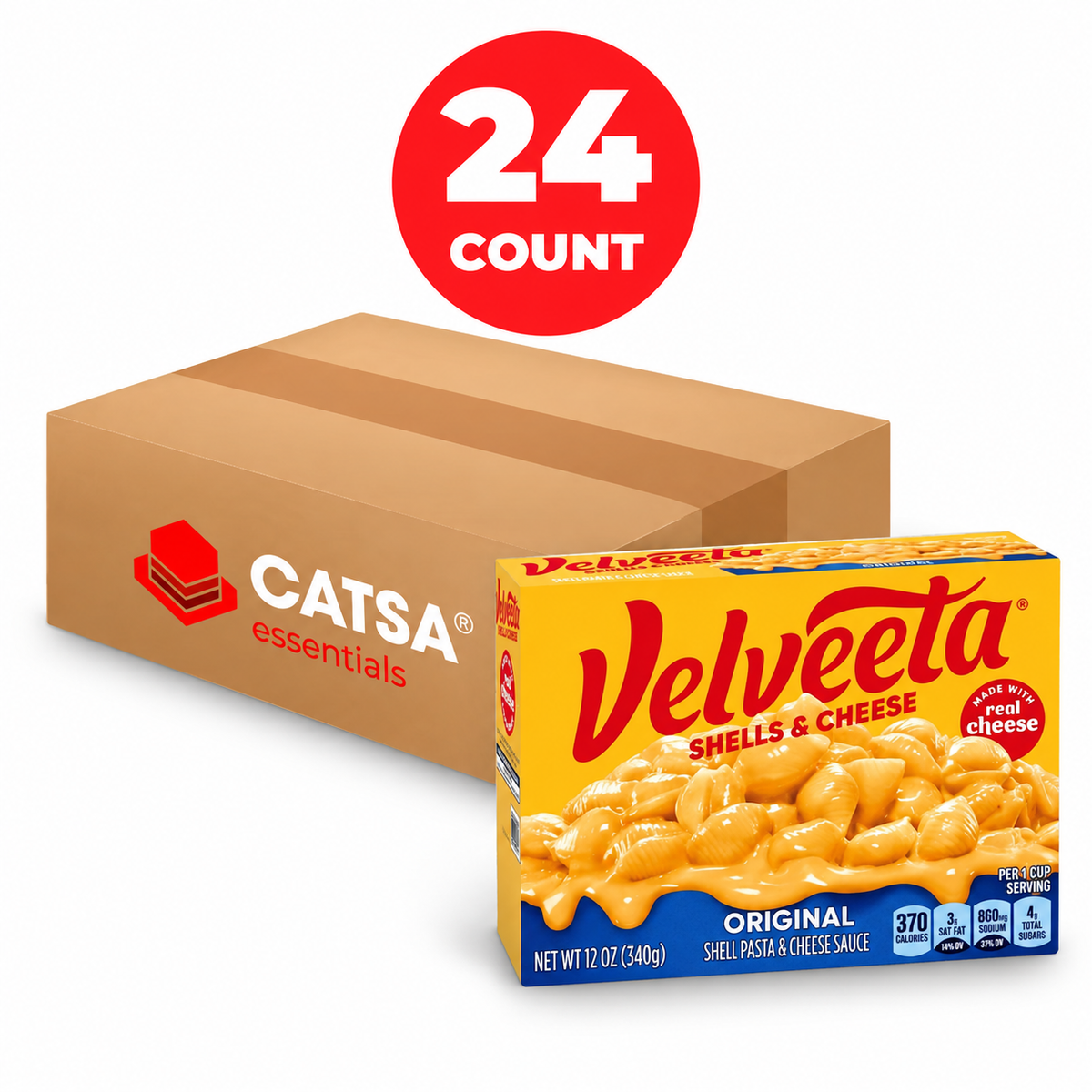 VELVEETA SHELLS & CHEESE 12 OZ - PACK OF 24