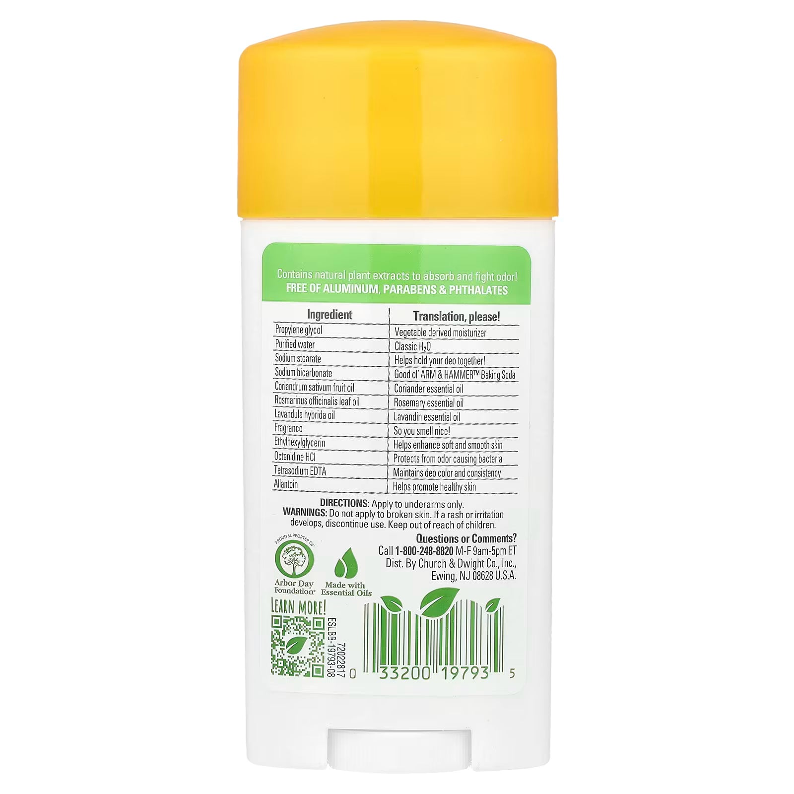 Arm & hammer, essentials deodorant 2.5oz