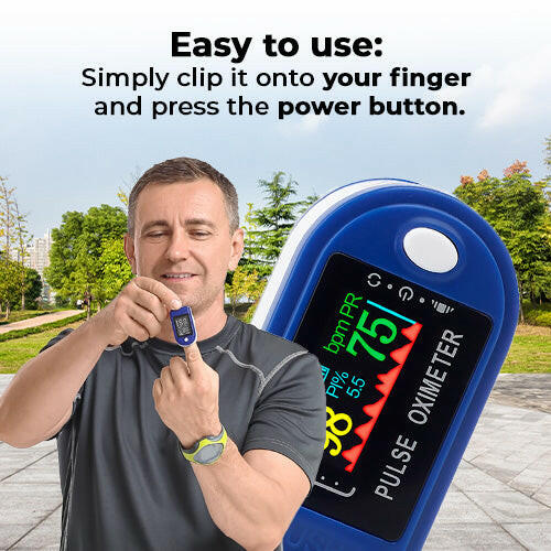Fingertip Pulse Oximeter - Accurate Blood Oxygen Saturation Monitor  (Royal Blue)
