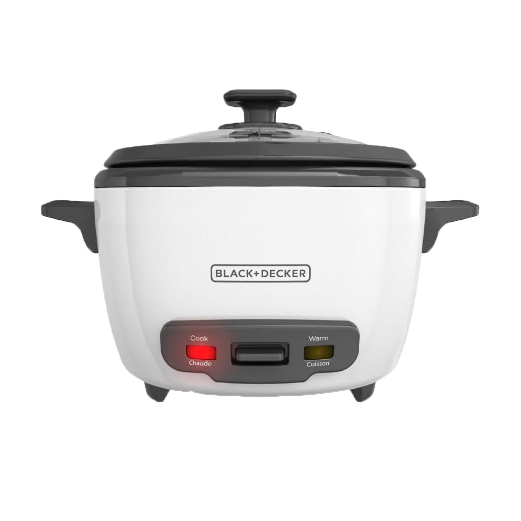BLACK+DECKER Rice Cooker 14-Cup (Cooked) with Steaming Basket, White