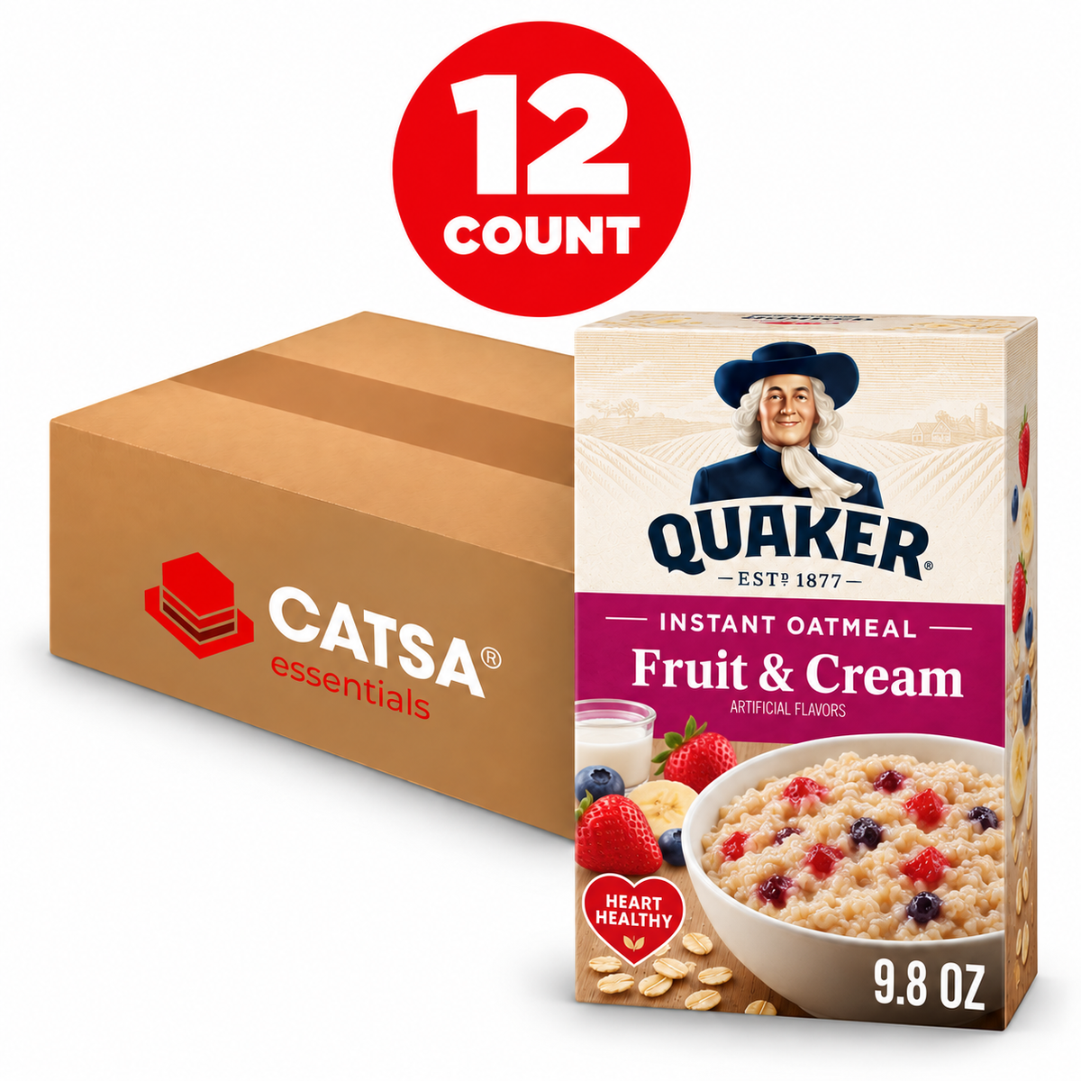 QUAKER INSTANT OATMEAL FRUIT & CREAM 9.8 OZ - PACK OF 12